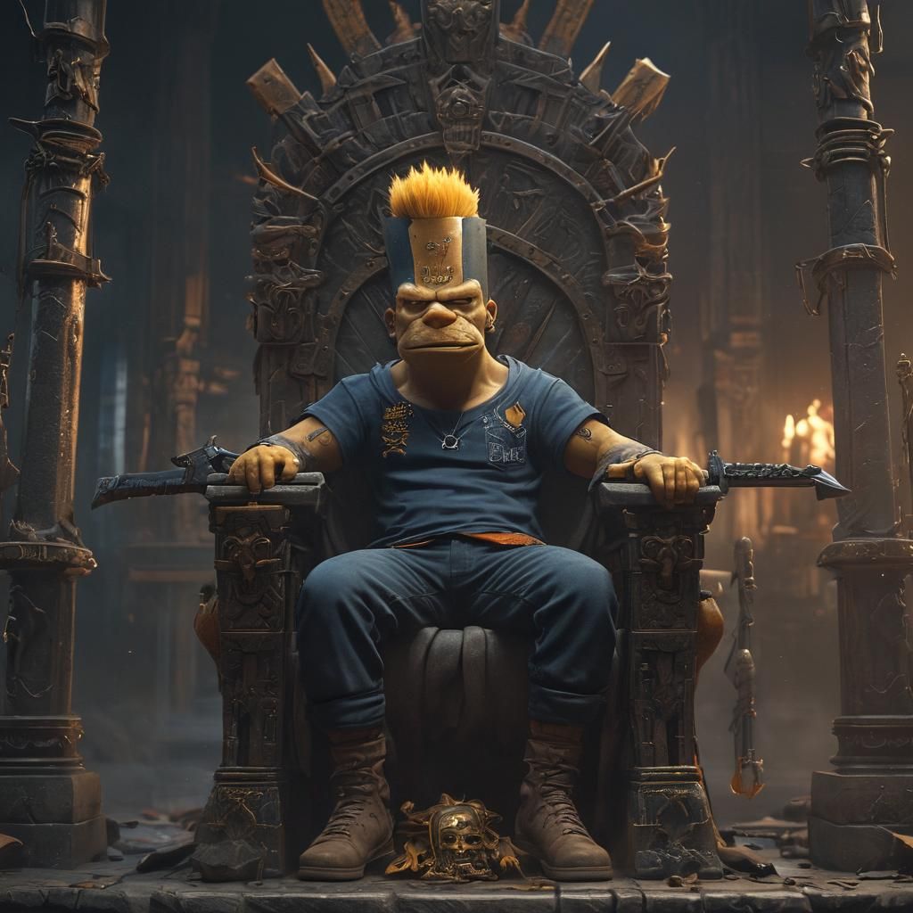 Bart Simpson as Dark Fantasy Warrior King