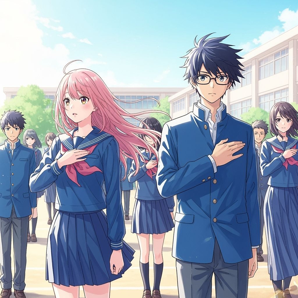 Students Prepare for Anthem in Vibrant Anime Style