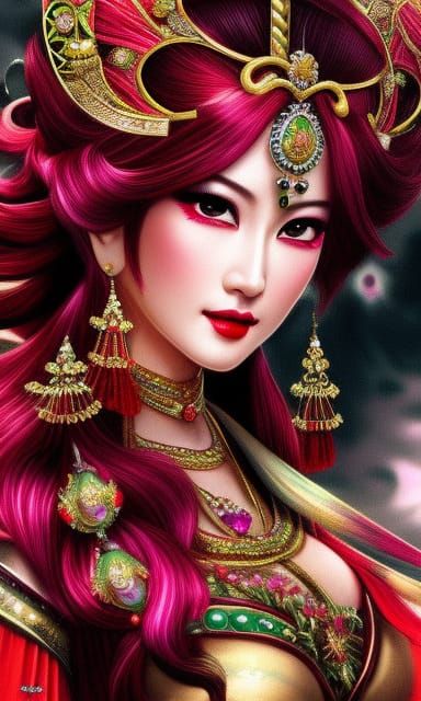 Ornate Goddess Portrait in Dark Fantasy Style