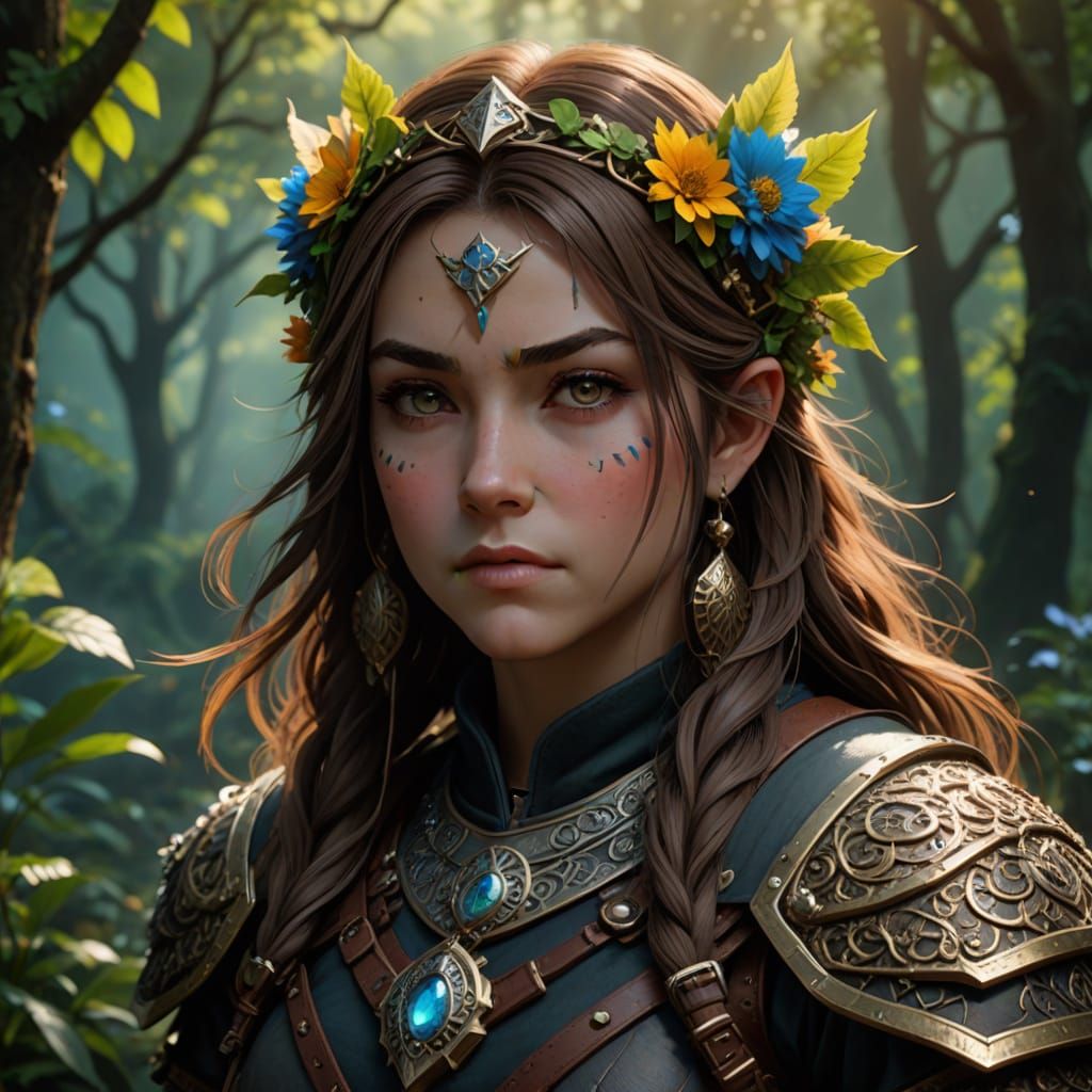 Fierce Hippie Dwarf Druid with Earthy Aura