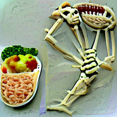 Creepy Skeletal Food Arrangement