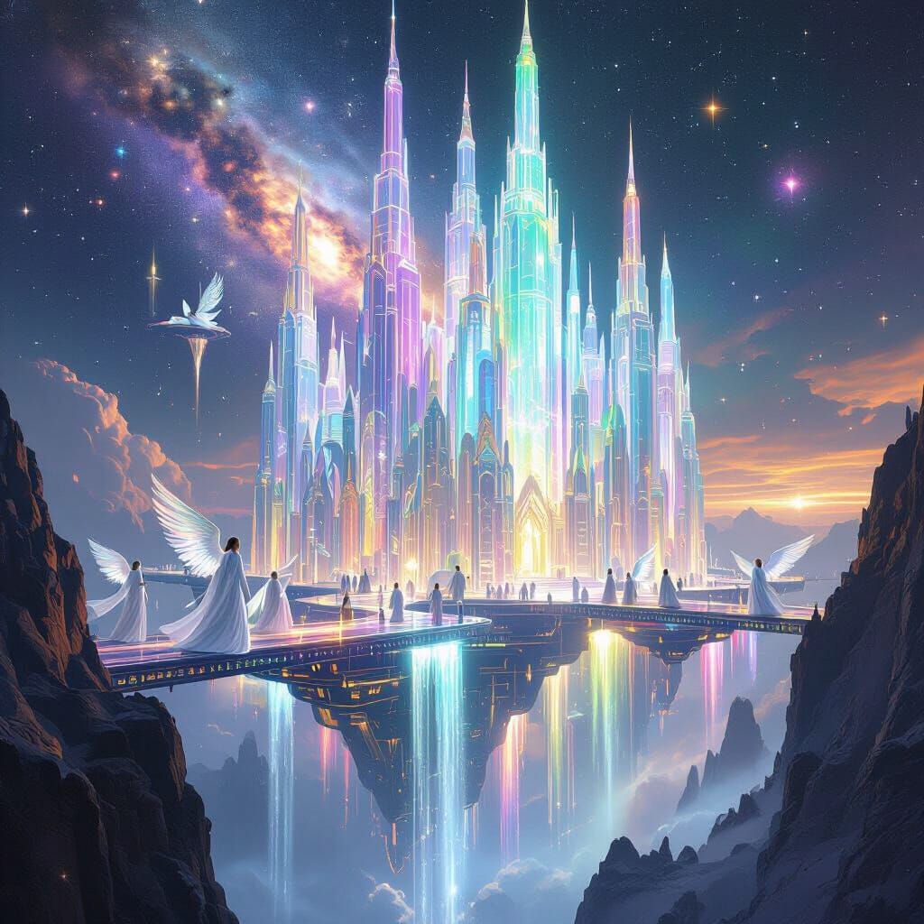 Crystal Cathedral in Space: A Digital Art Masterpiece