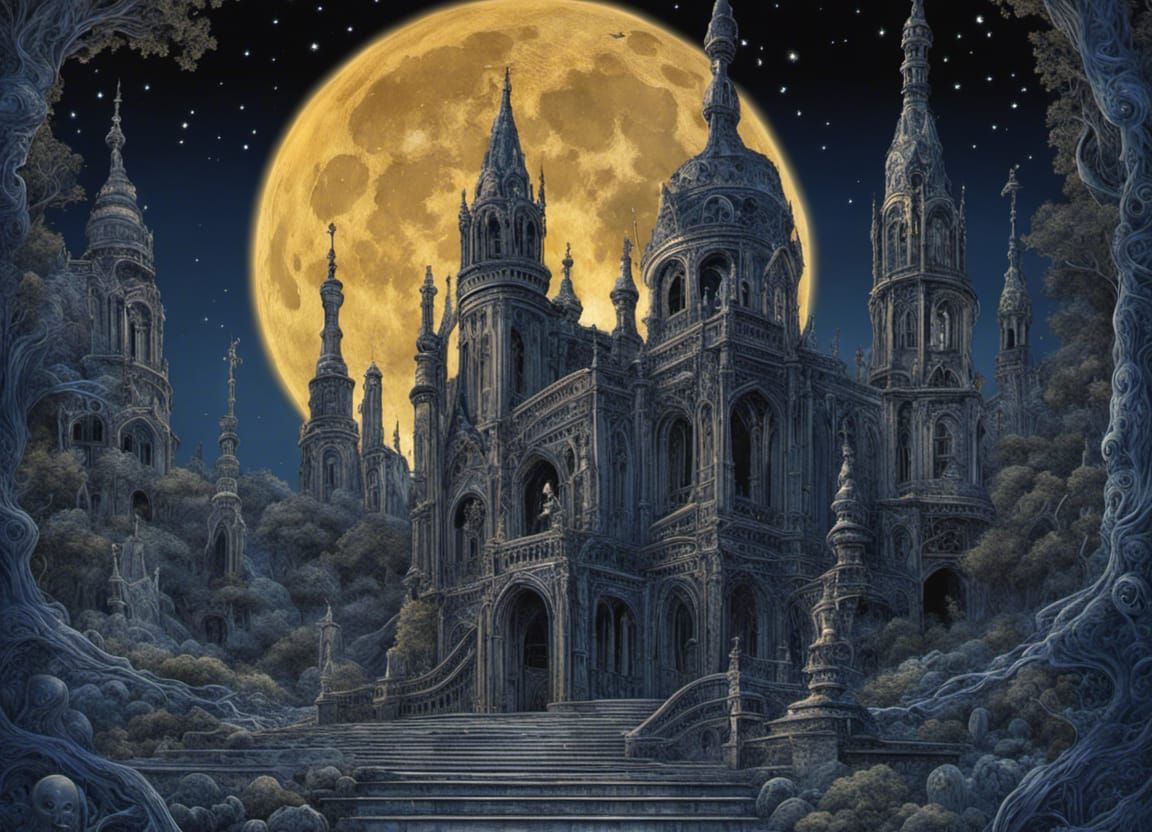 Gothic Graveyard: A Macabre Midnight Scene