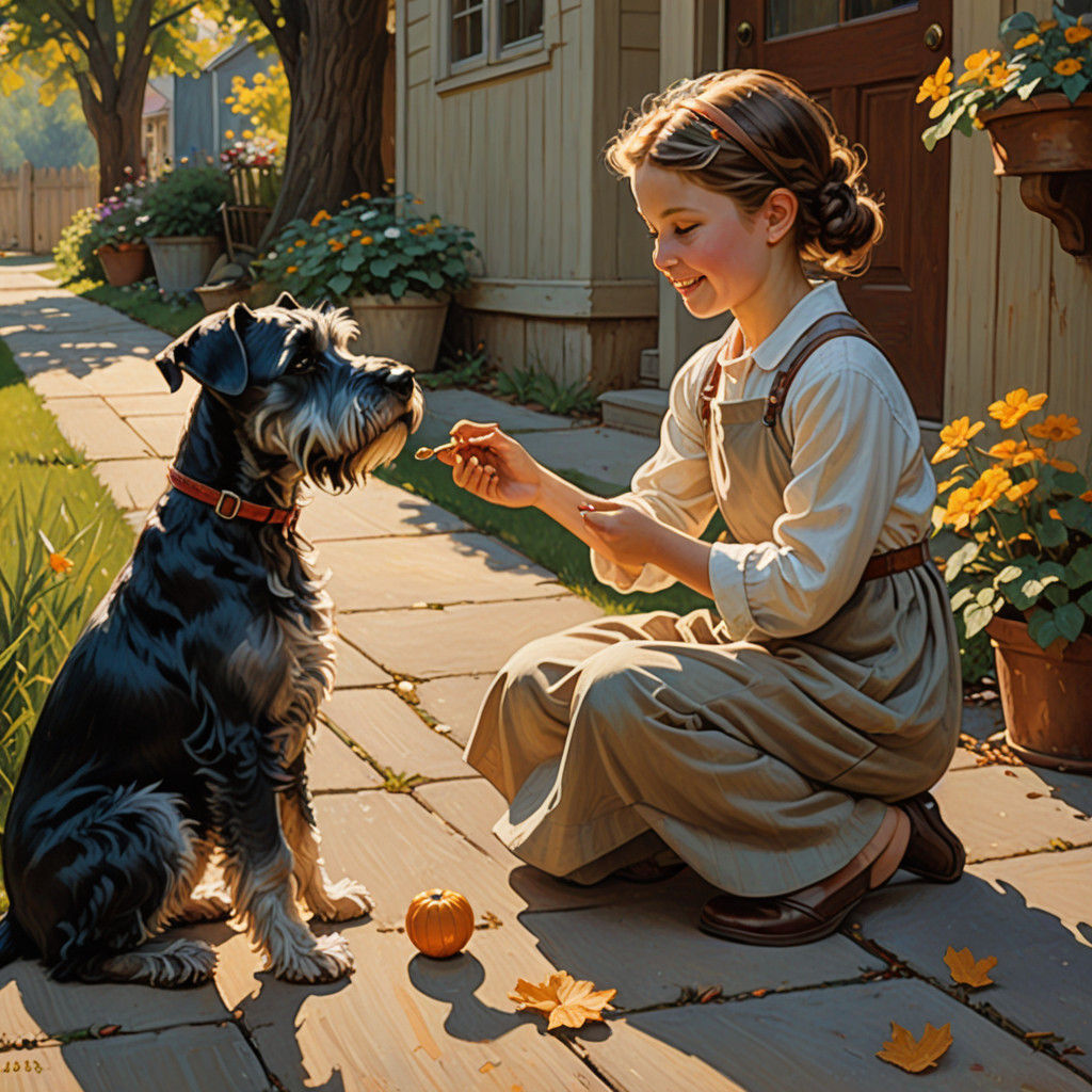 Little girl and her Schnauzer 2