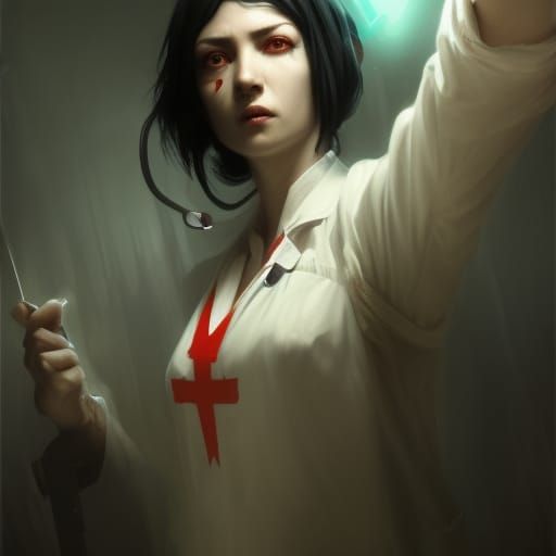 Dark Fantasy Nurse Concept Art in 8K Resolution