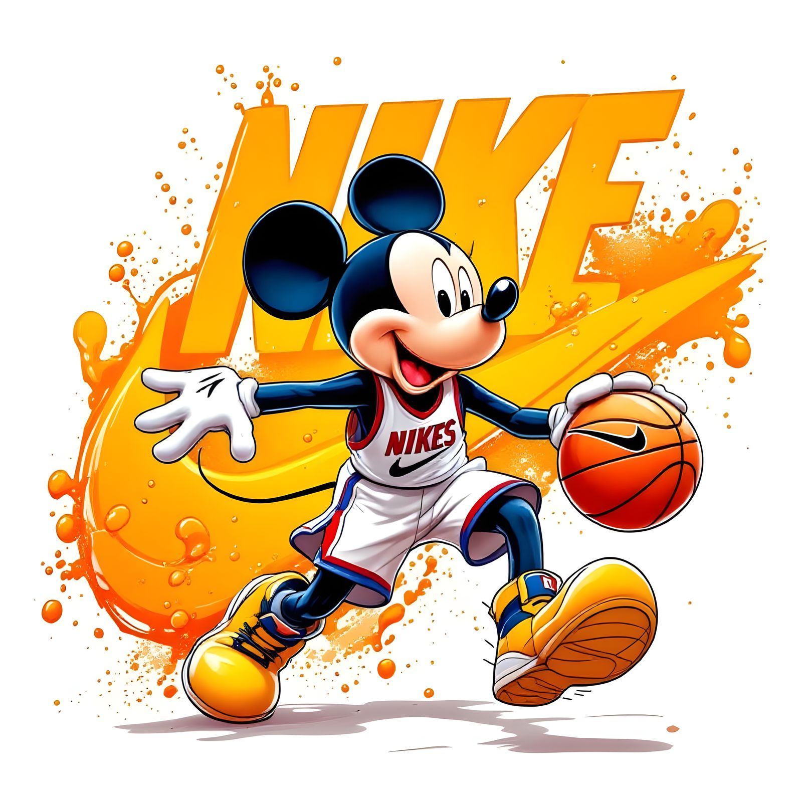 Mickey Mouse Slam Dunk in Cartoon Style