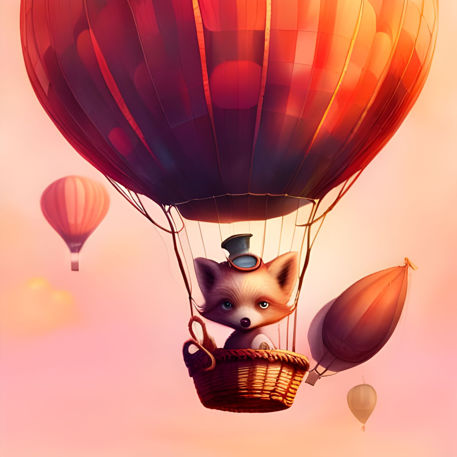 Baby Fox's Starry Hot Air Balloon Ride