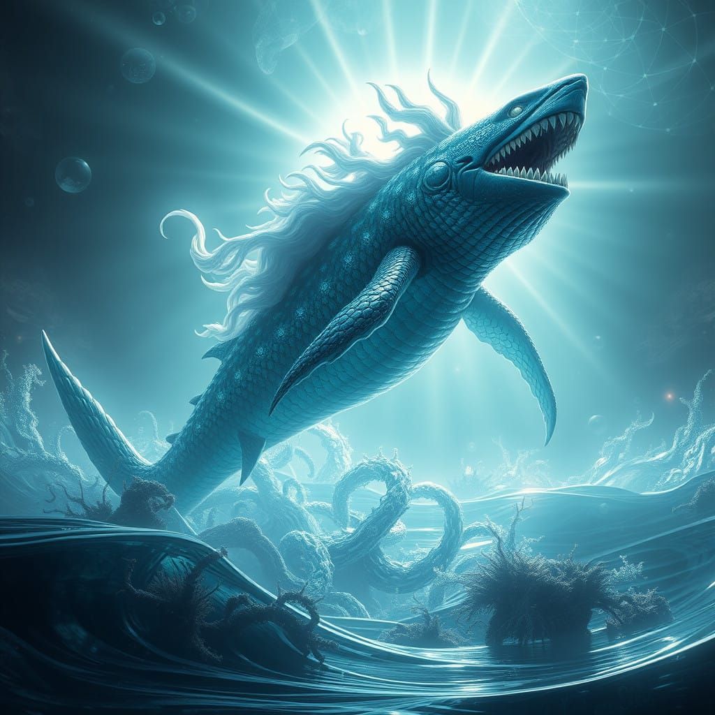 God Zella and Megalodon Unite in Ethereal Underwater Realm