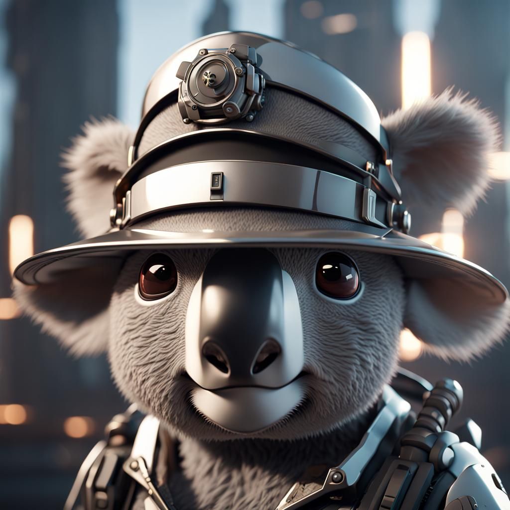 Koala in Akubra Hat with Sci-Fi Details