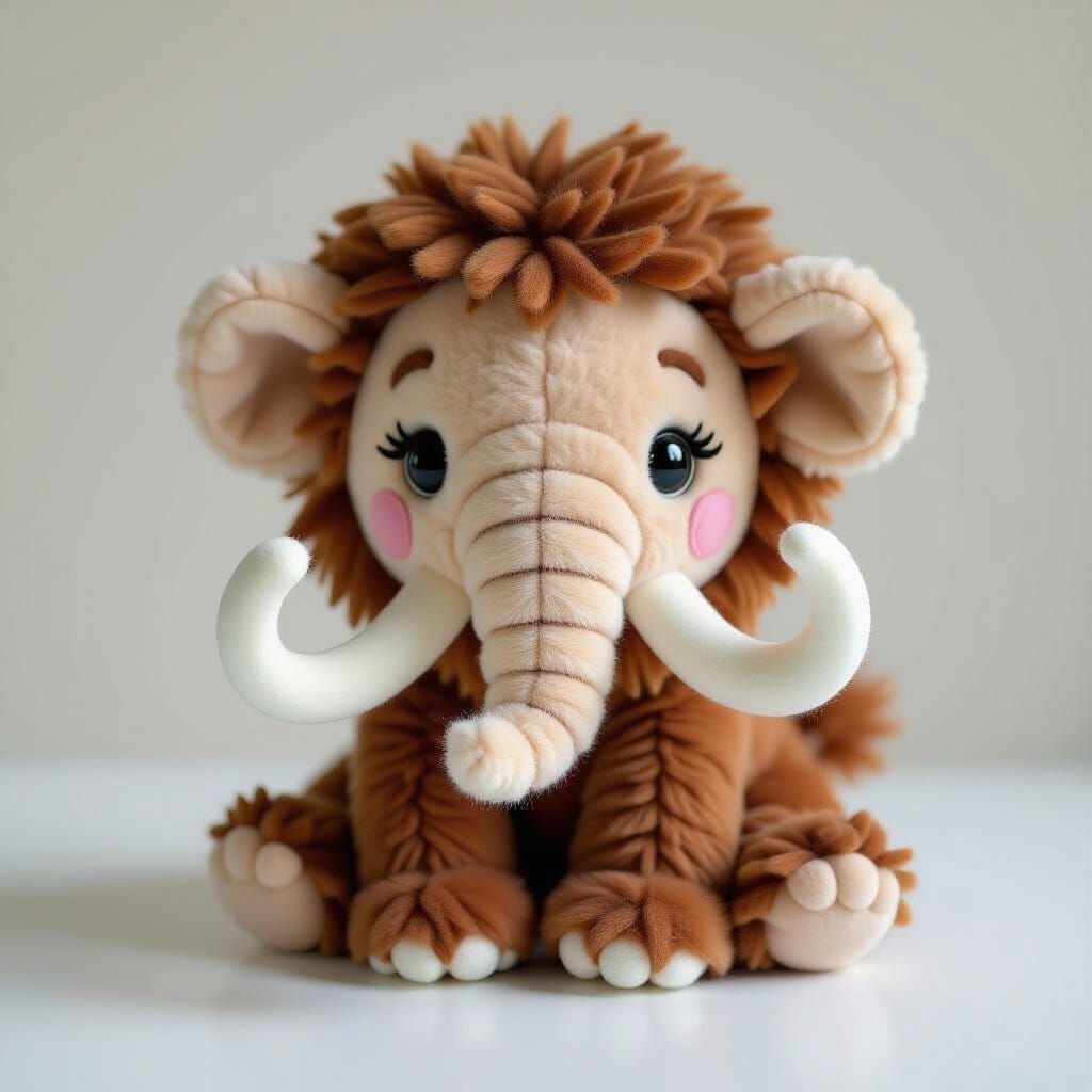 Chibi Kawaii Woolly Mammoth Plushie in 3D