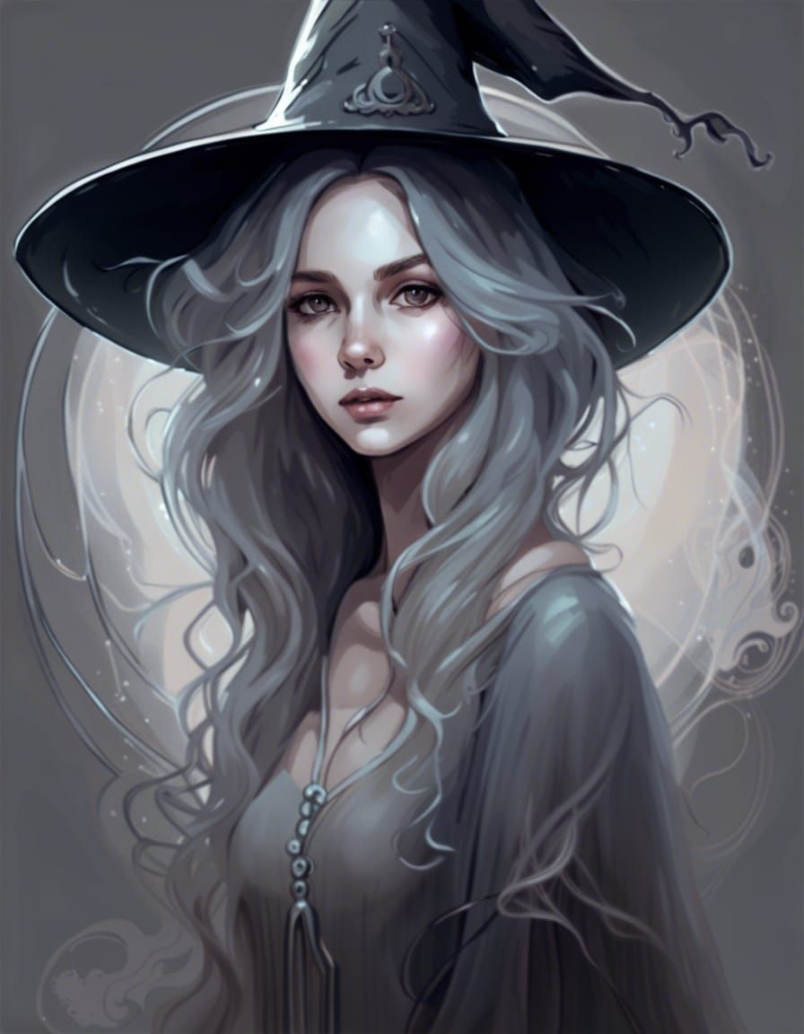 Ethereal Teen Witch Ghost in Blended Art Styles