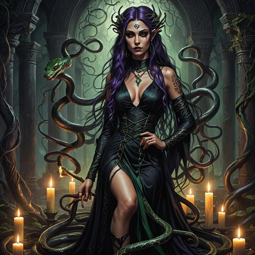 Gothic Elf Portrait in Dark Fantasy Setting