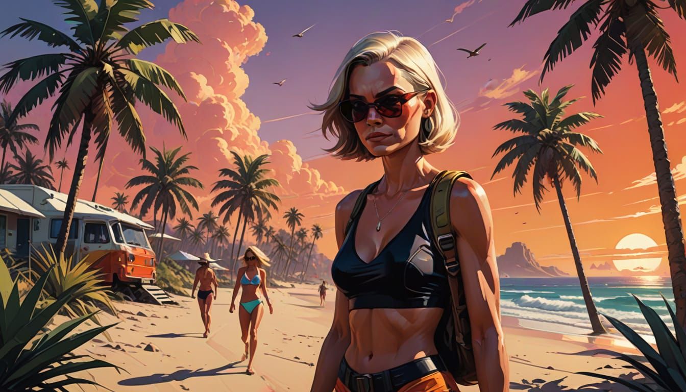 Elmer Fudd-Like Hunter Pursues Bikini-Clad Women in a Colorf...