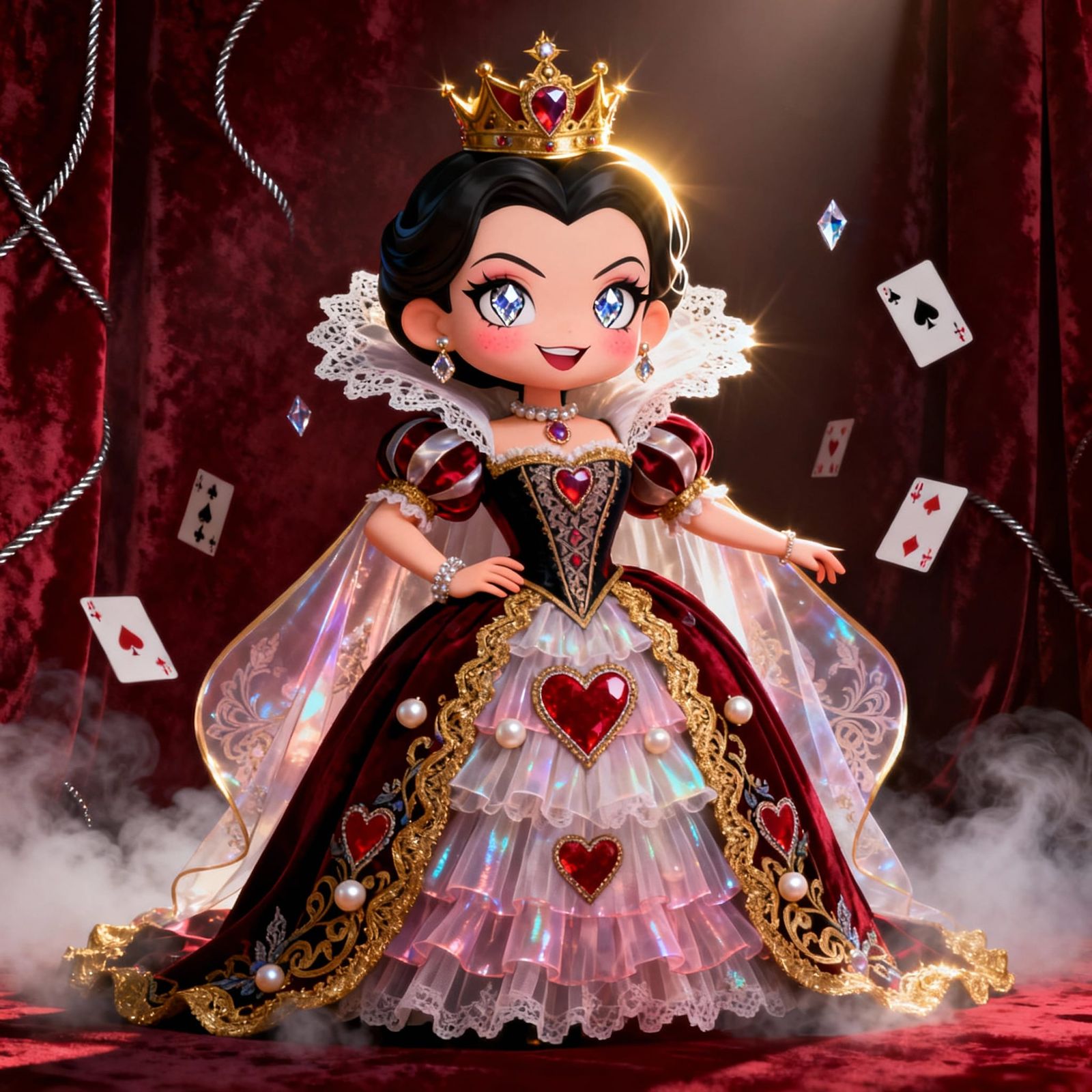 Chibi Queen of Hearts 3D Render in Tartakovsky Style