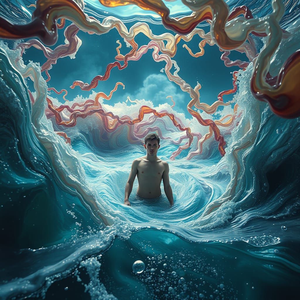 Turbulent Surreal Ocean Scene