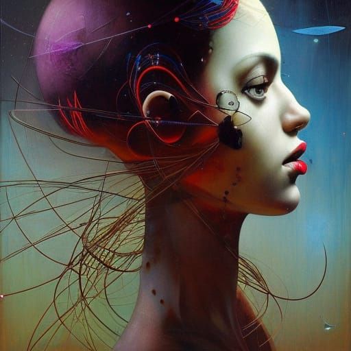 Colorful Sci-Fi Portrait with Geometric Patterns