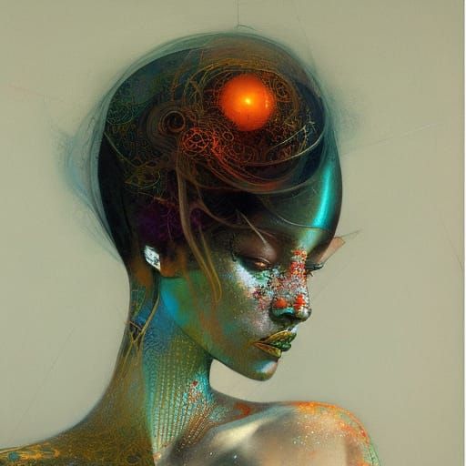 Ethereal Girls Portrait with Geometric Elements