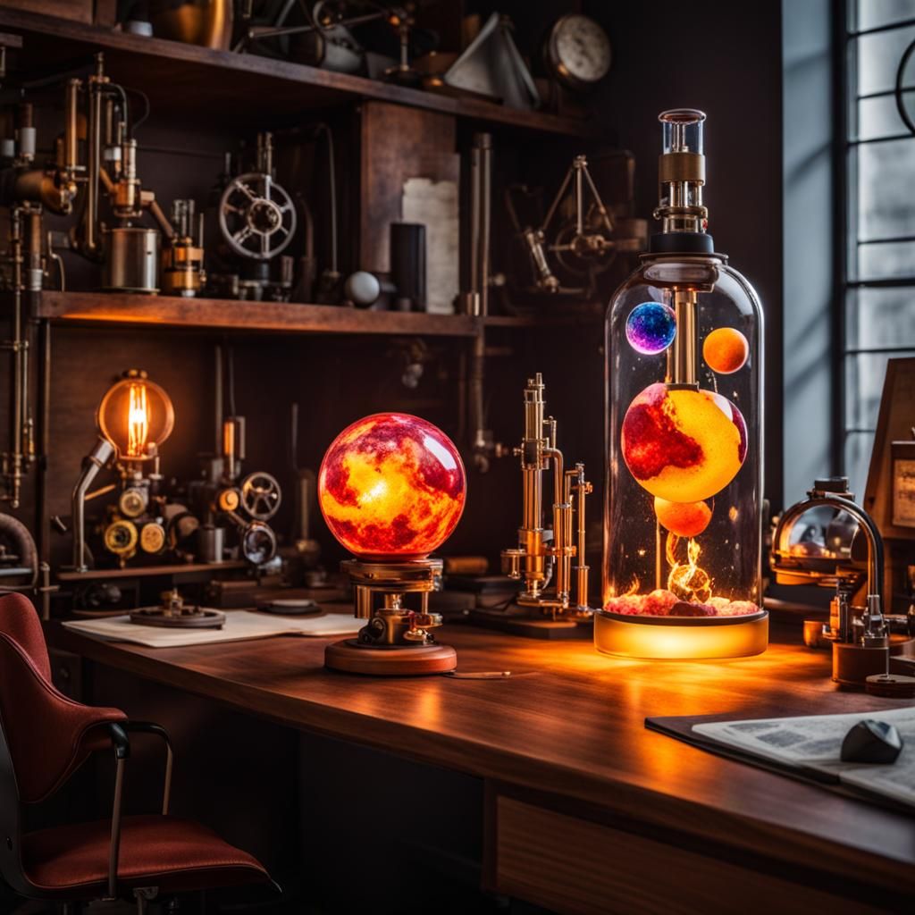 Steampunk Lava Lamp with Melting Planets