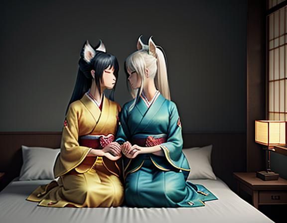 Kitsune Intimacy: Manga-Inspired 3D Cinematic Art