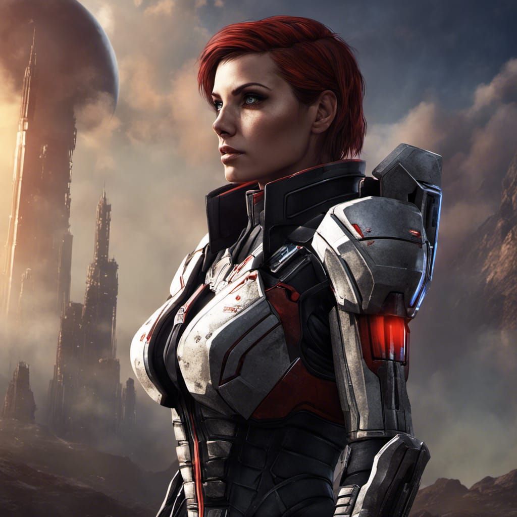 Female Commander Shepard N7 in Sci-Fi Art