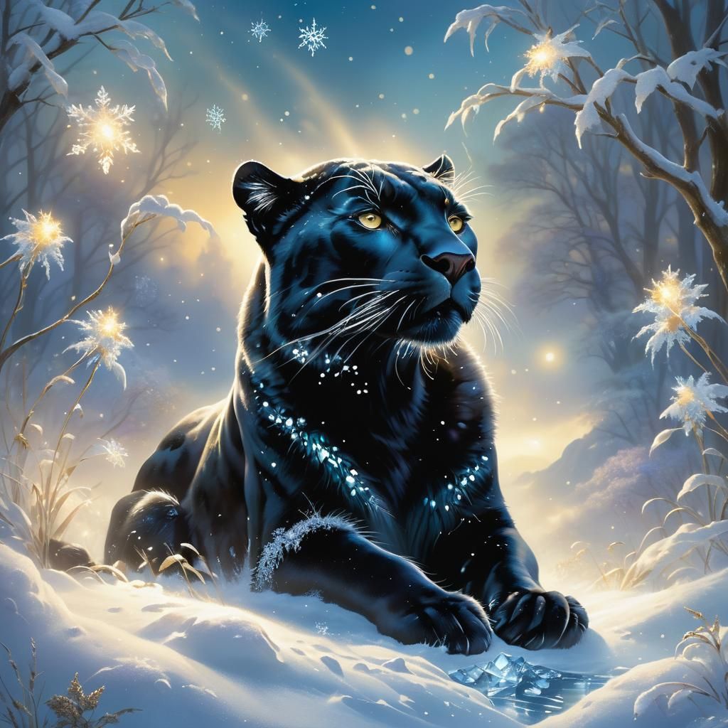Ethereal Panther in Winter Wonderland