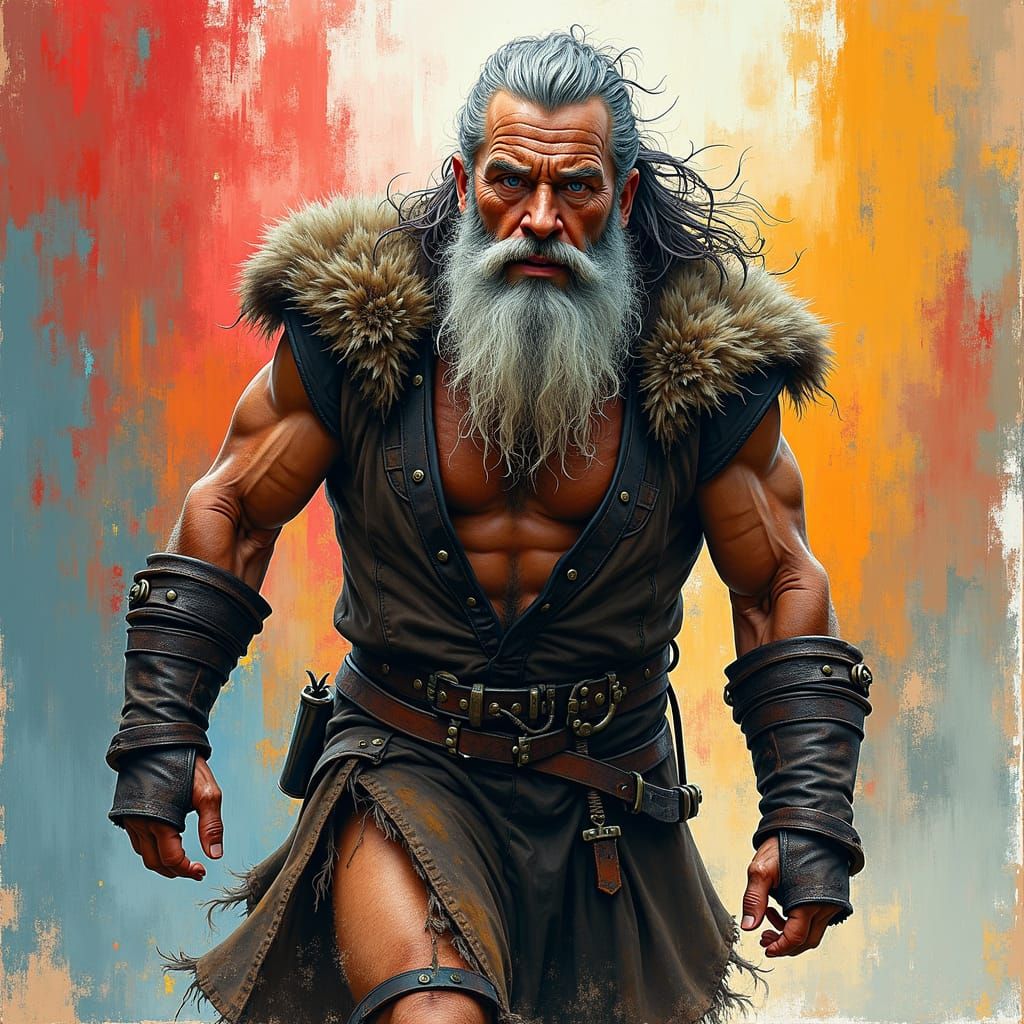 Viking Warrior in Street Art Style