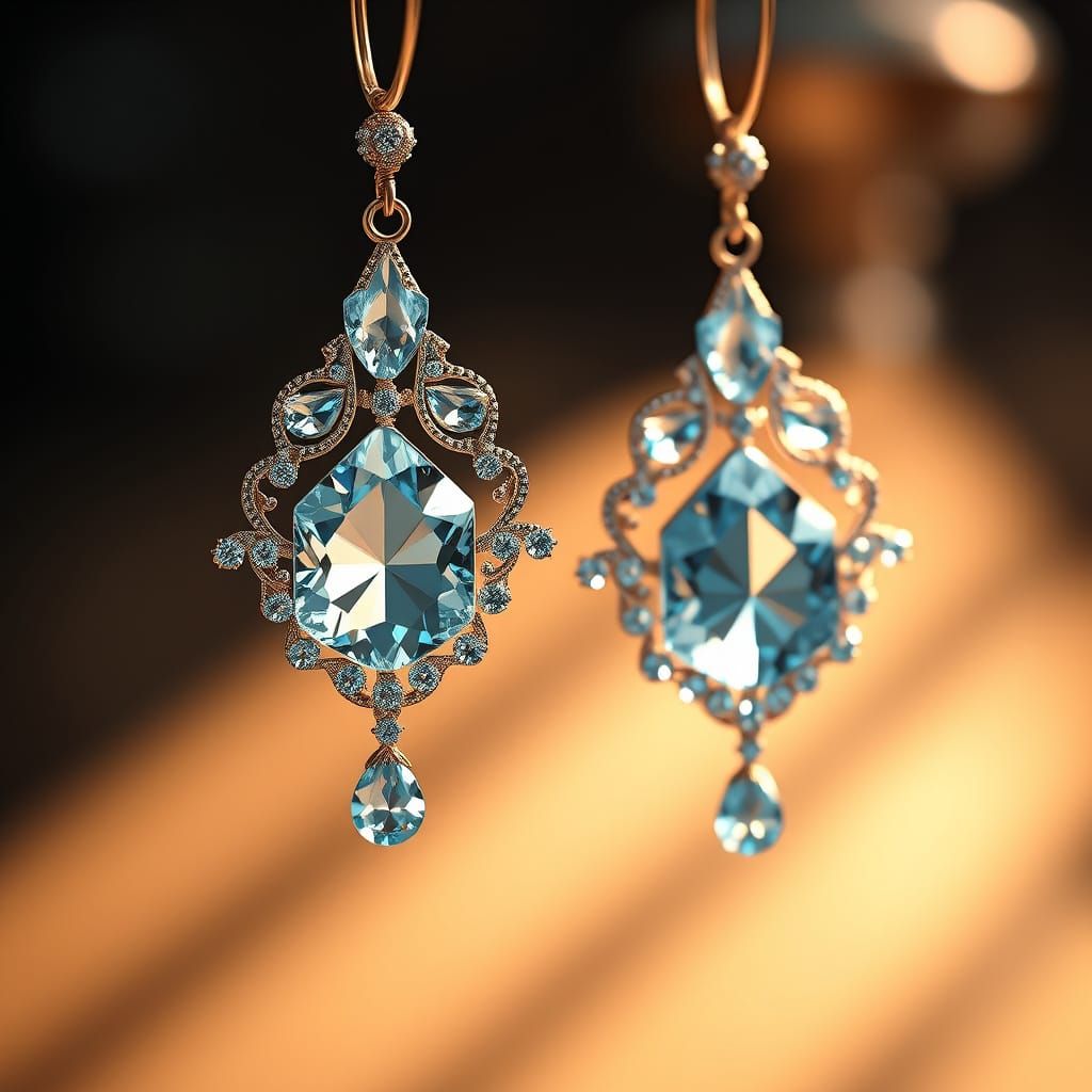 Aquamarine Earrings in Epic Videogame Style