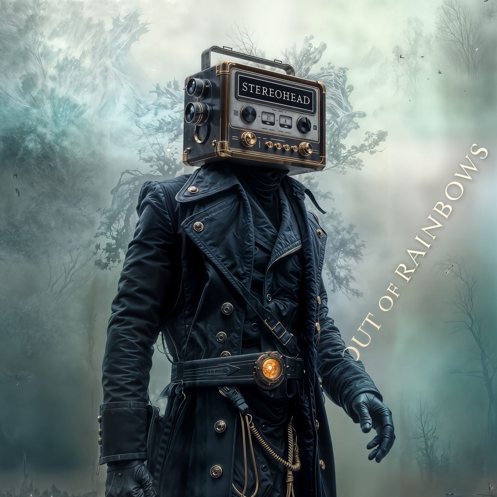 Moody Figure in Fog with Brass Fixtures