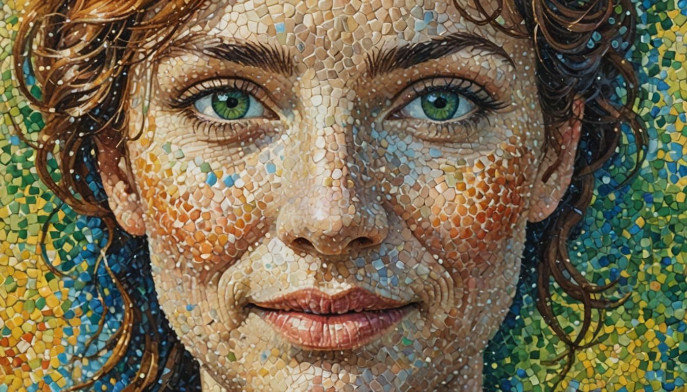 Lady with Gentle Smile in Pointillism Style