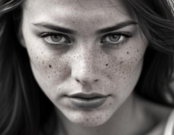 Dramatic Black and White Portrait of a Brunette