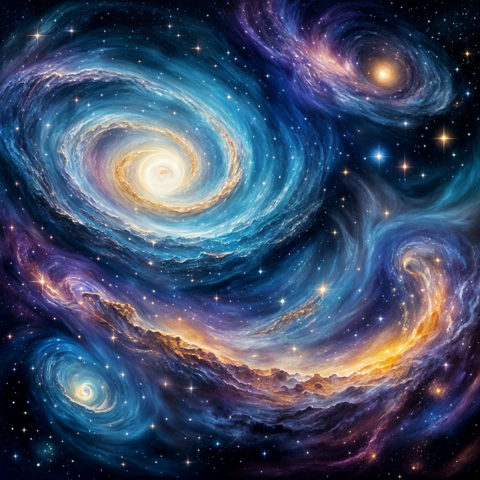 Three Swirling Galaxies in Vivid Colors