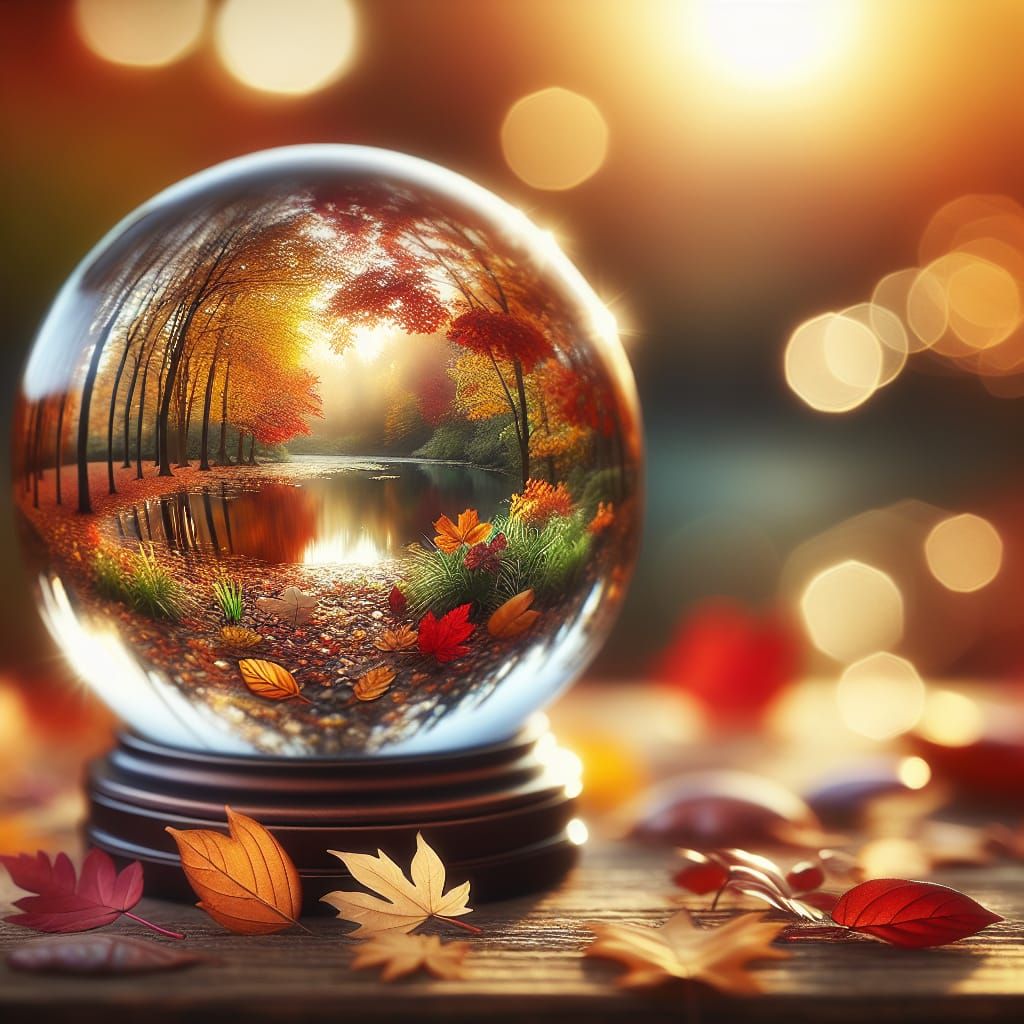 Autumnal Serenity Encased in Glass Globe