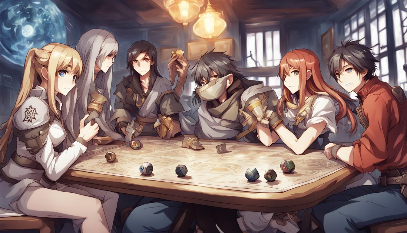 Friends Playing RPG as Anime Key Visual