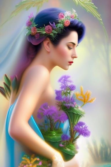 Underwater Fairy Digital Painting in Detailed Matte Style