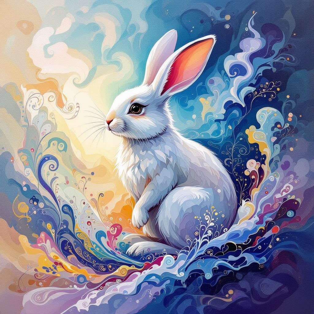 Easter Bunny in Vibrant Abstract Art