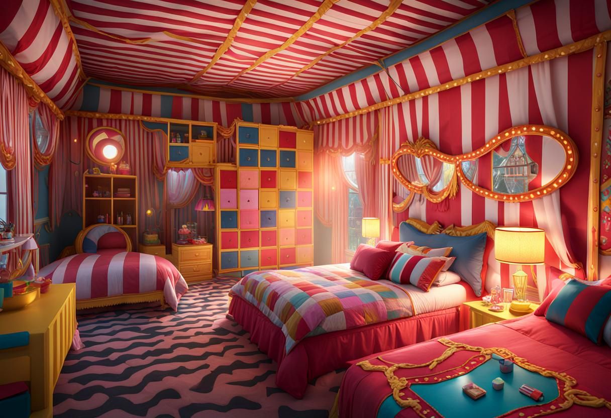 Carnival Fun House Bedroom in Big Top Tent