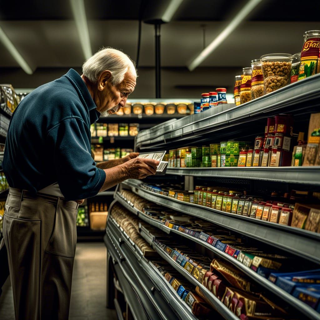 Grocery Store Scene in Cubist Style