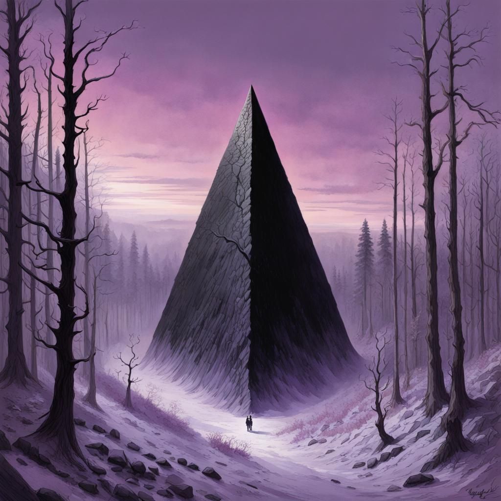Upside Down Pyramid Flies Over Winter Forest