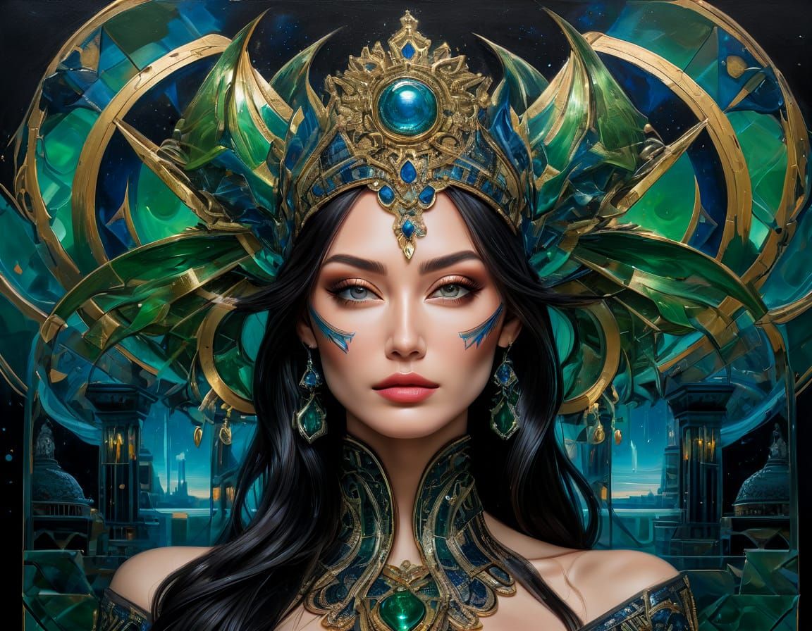 Ethereal Goddess of Timeless Love in Resplendent Oil Paintin...