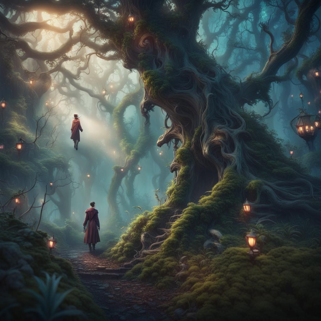 Enchanted Forest Spirits Encounter: Fantasy Concept Art
