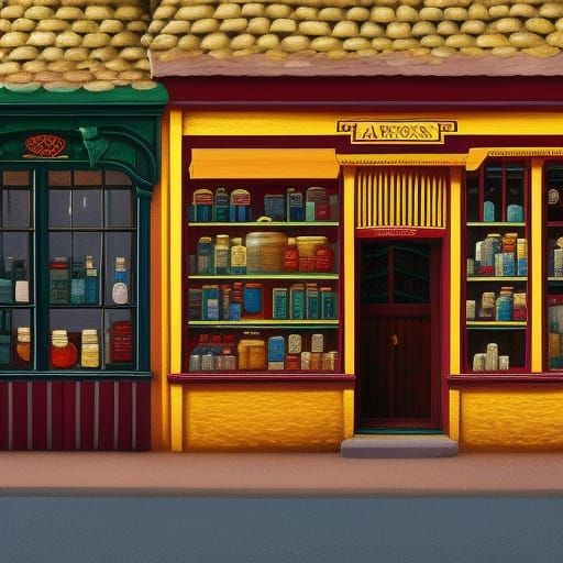 Village Apothecary Shopfront in Cartoon Style