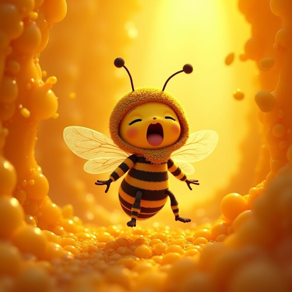 Mya the Bee Yawning in Honeycomb, Disney Style