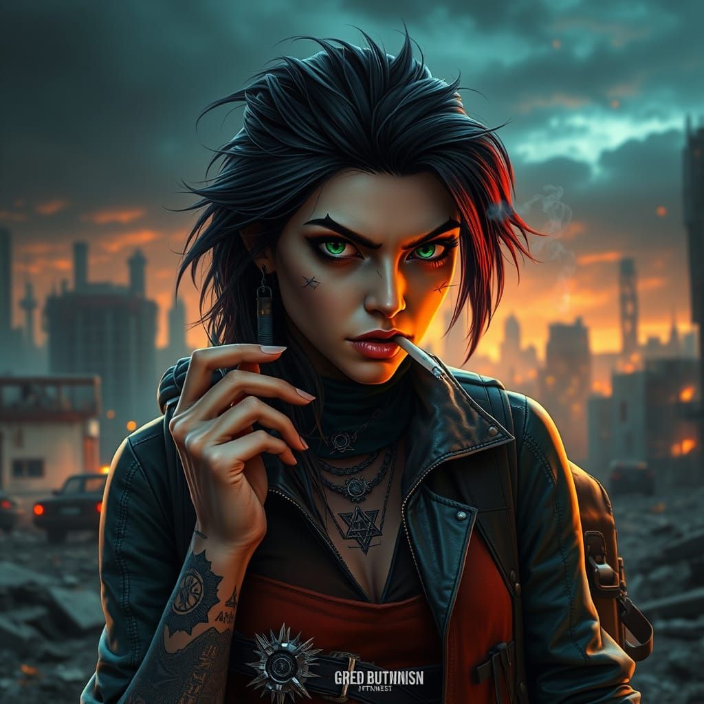 Determined Female Scientist in Post-Apocalyptic World