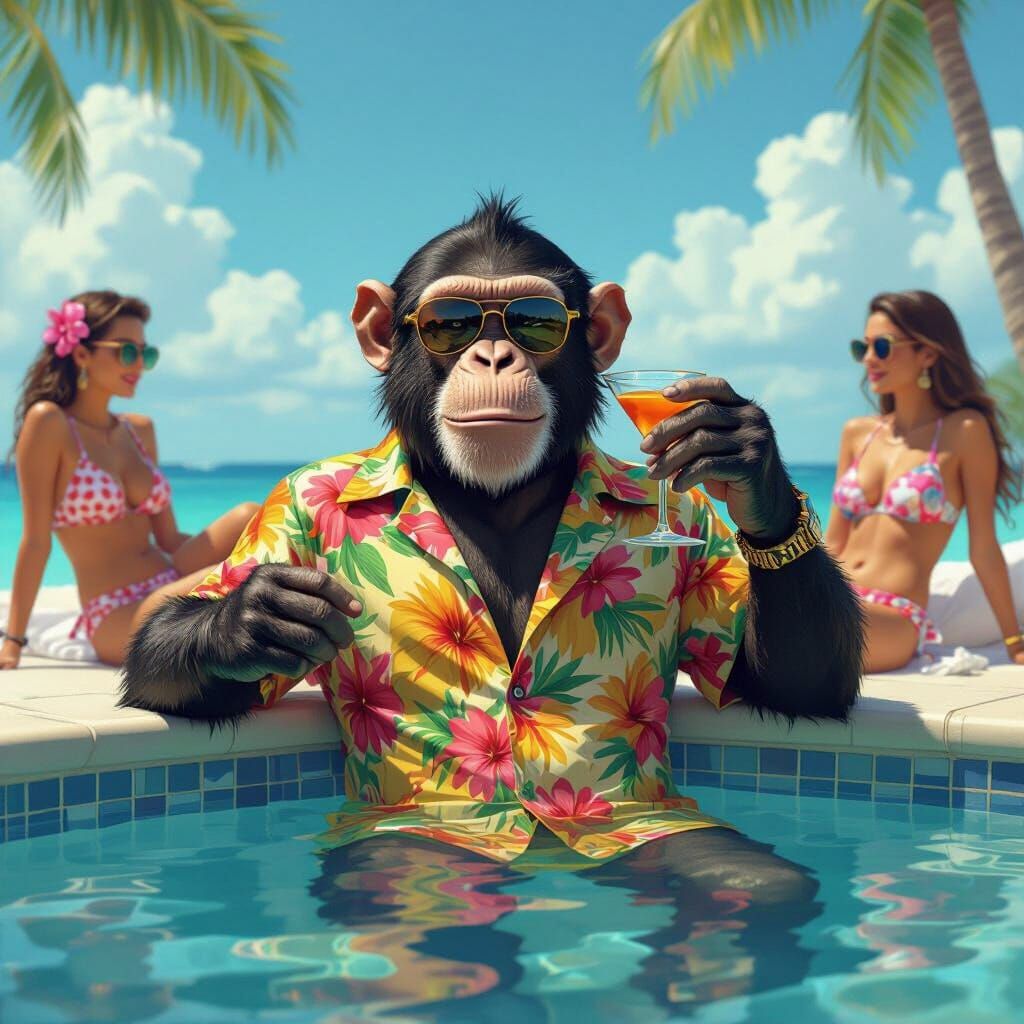 Monkey's Luxurious Cruise: A Digital Painting