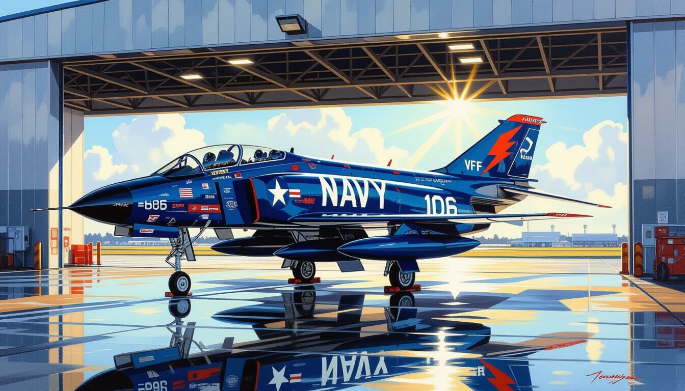 Navy F-4S Phantom II Rolls From Hangar