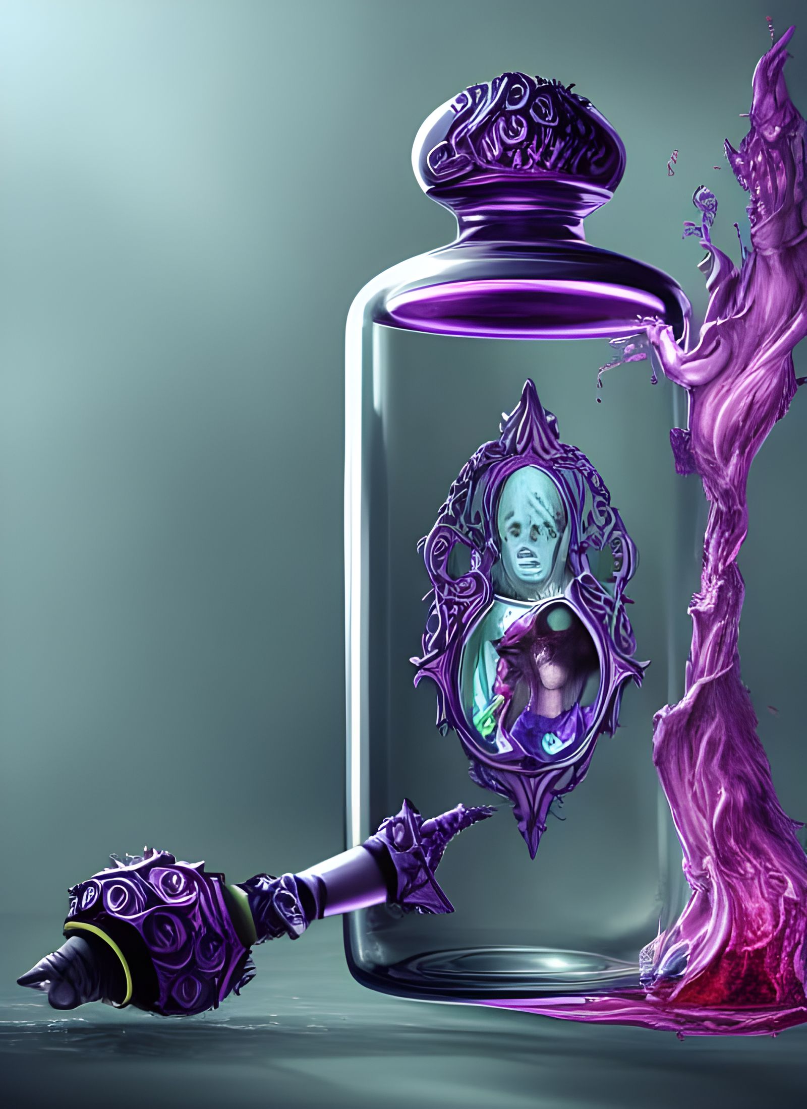 Sinister Magical Potion in Elegant Vial, Hyper-Realistic Dig...