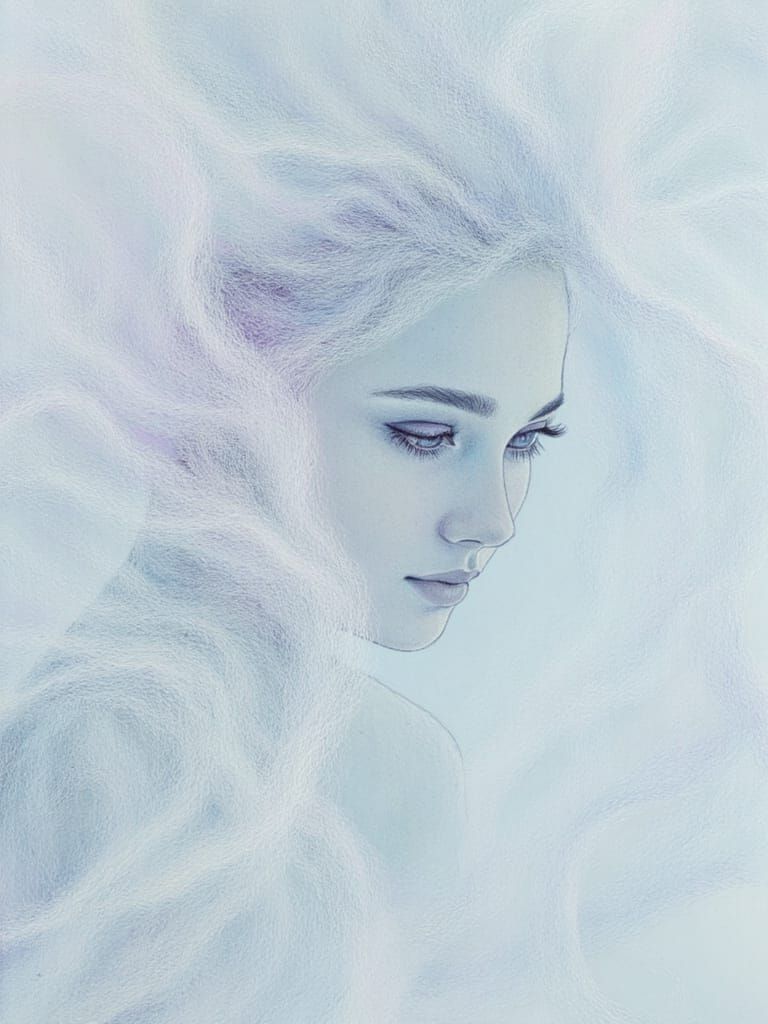 Wispy Ethereal Ghost Portrait in Pale Palette