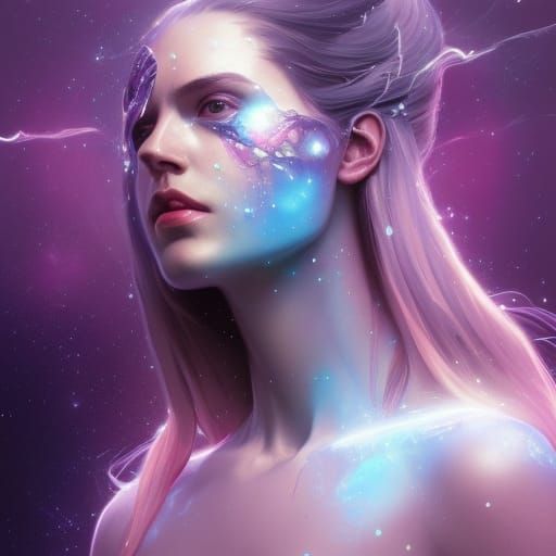 Nebula Goddess Portrait in Hyperdetailed Style