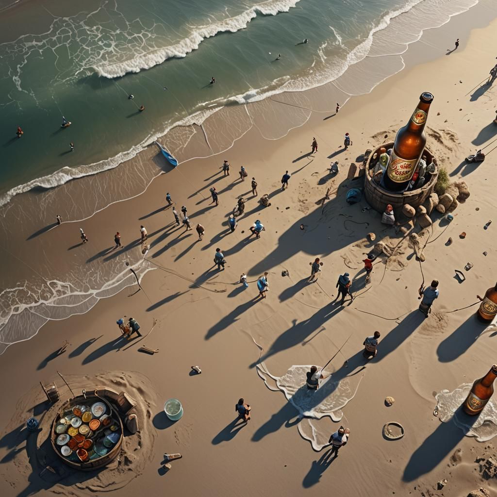 Fishing on the Beach: Detailed Matte Painting