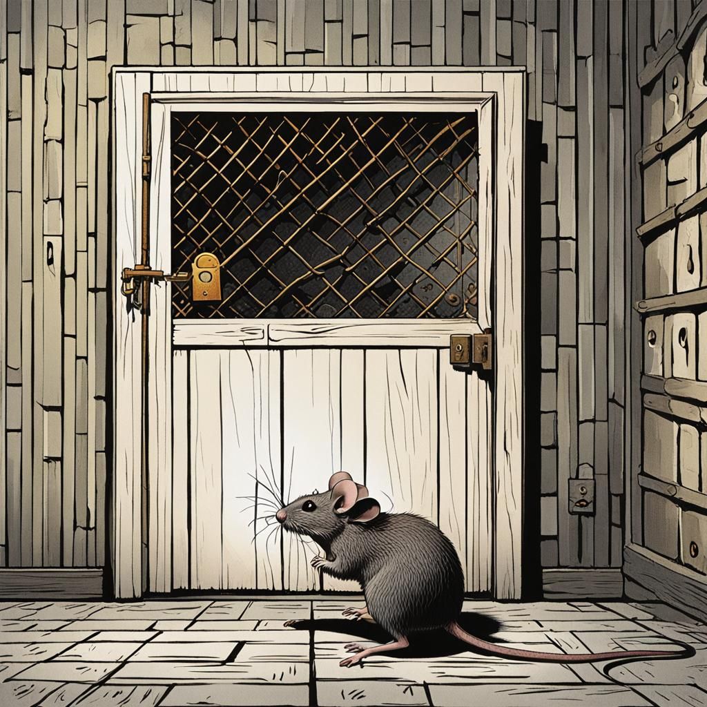 Startled Mouse in Dark, Gloomy Prison